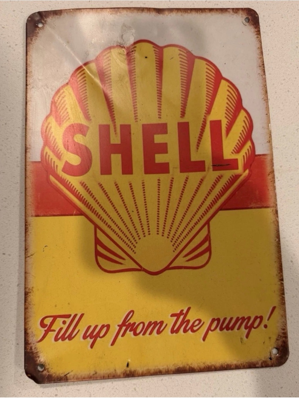 Yellow and Red Vintage-Style Wall Sign -
